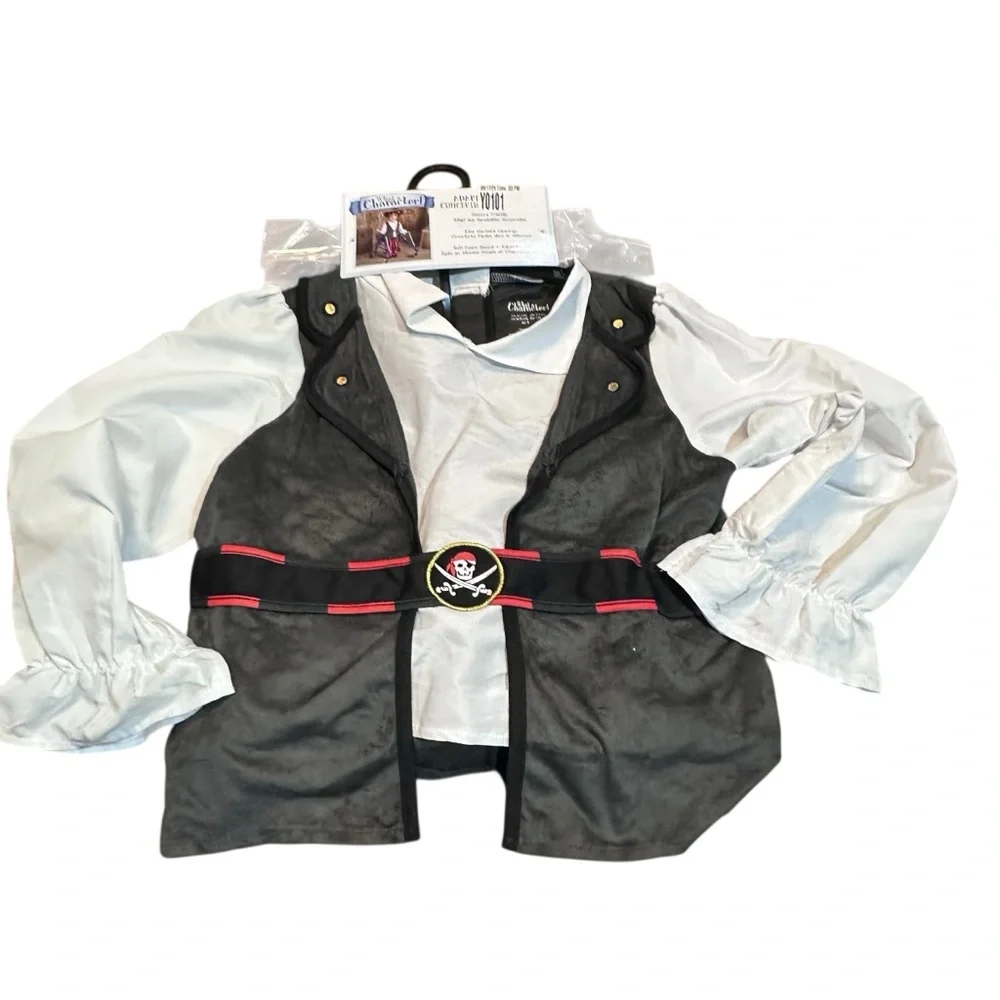 Adaptive Halloween Costume Sensory Friendly Size 7/8 Kids Pirate top, hat, sword